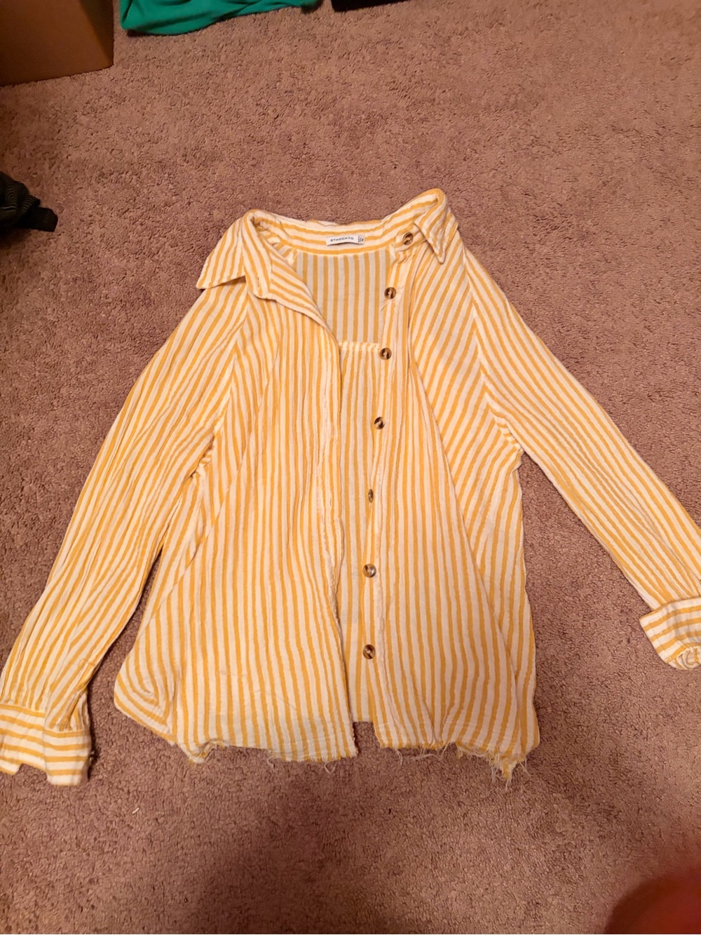 Staccato Yellow and White Striped Button-Down Shirt